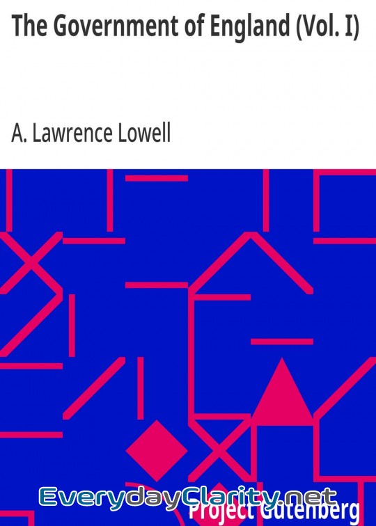 Book cover: The Government Of England (Vol. I)