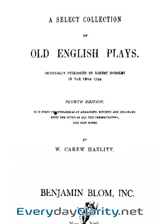 Book cover: A Select Collection Of Old English Plays, Volume 10