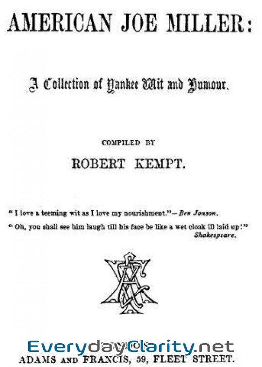 Book cover: The American Joe Miller. A Collection Of Yankee Wit And Humor