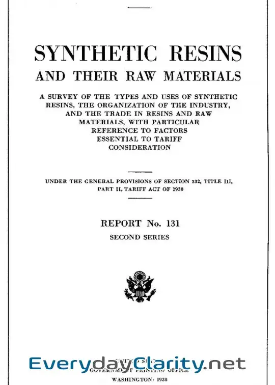 Book cover: Synthetic Resins And Their Raw Materials . A Survey Of The Types And Uses Of Synthetic Res