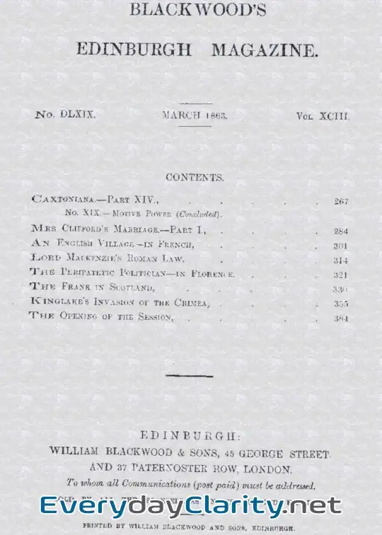 Book cover image Blackwood’s Edinburgh Magazine, Vol. 93, No. 569, March, 1863