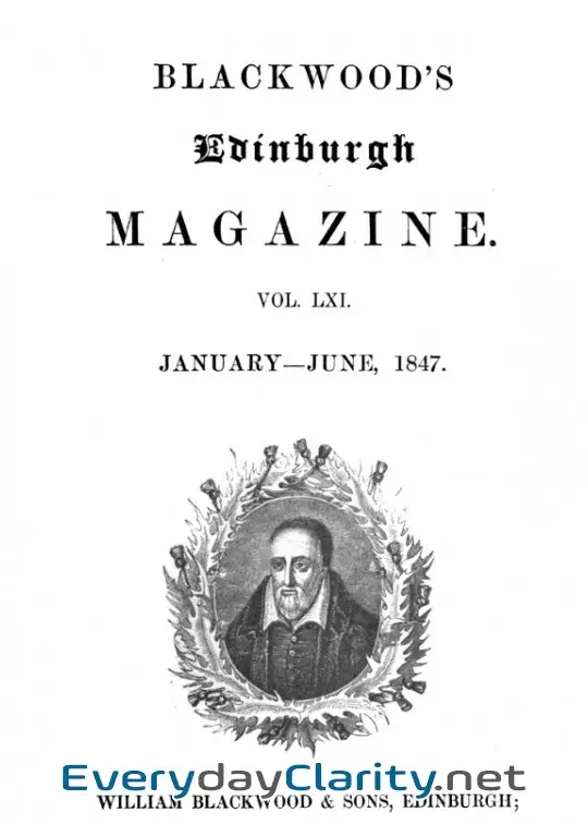 Book cover: Blackwood’s Edinburgh Magazine, Volume 61, No. 375, January-June, 1847