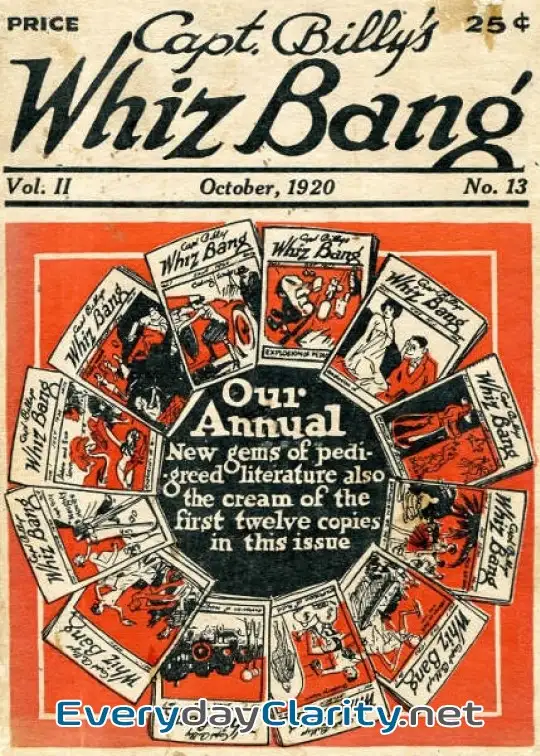 Book cover: Captain Billy’s Whiz Bang, Vol. 2. No. 13, October, 1920 . America’s Magazine Of Wit, Humo