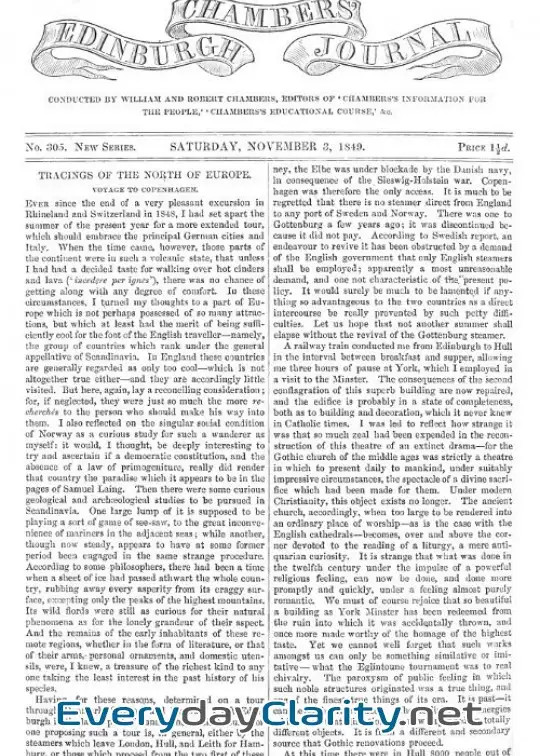 Book cover: Chambers’s Edinburgh Journal, No. 305 . New Series, Saturday, November 3, 1849