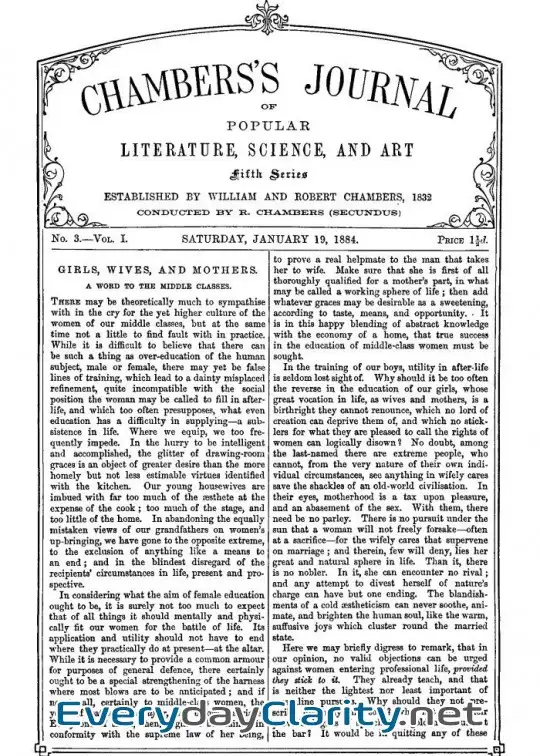 Book cover image Chambers’s Journal Of Popular Literature, Science, And Art, Fifth Series, No. 3, Vol. I, J