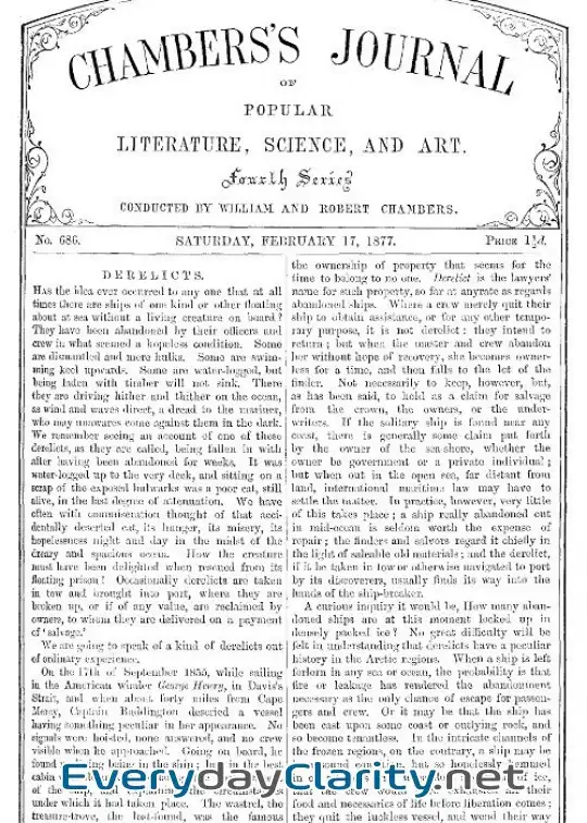 Book cover: Chambers’s Journal Of Popular Literature, Science, And Art, No. 686 . February 17, 1877