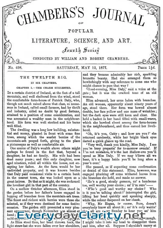 Book cover: Chambers’s Journal Of Popular Literature, Science, And Art, No. 698 . May 12, 1877