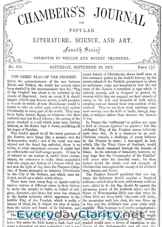 Book cover: Chambers’s Journal Of Popular Literature, Science, And Art, No. 718 . September 29, 1877