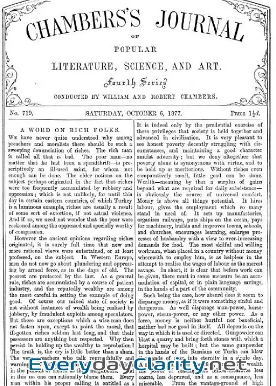 Book cover: Chambers’s Journal Of Popular Literature, Science, And Art, No. 719 . October 6, 1877