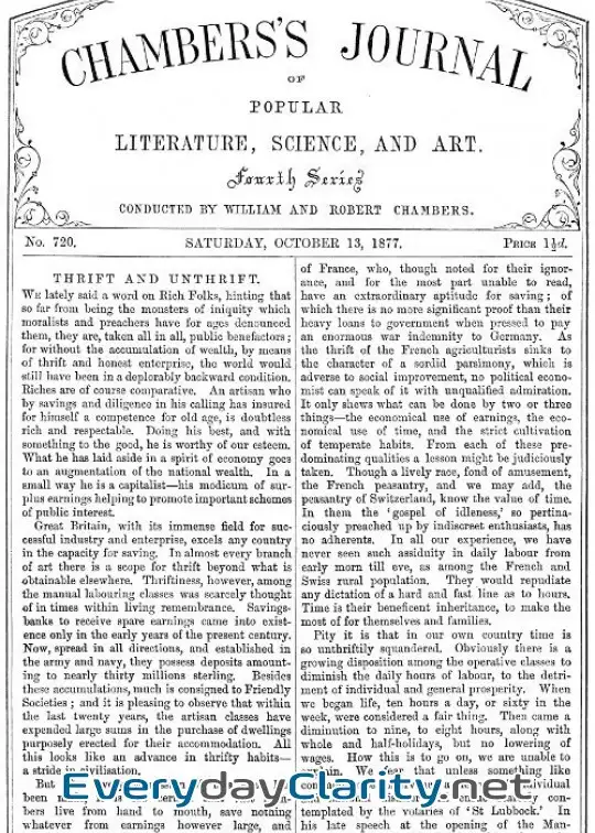 Book cover: Chambers’s Journal Of Popular Literature, Science, And Art, No. 720, October 13, 1877
