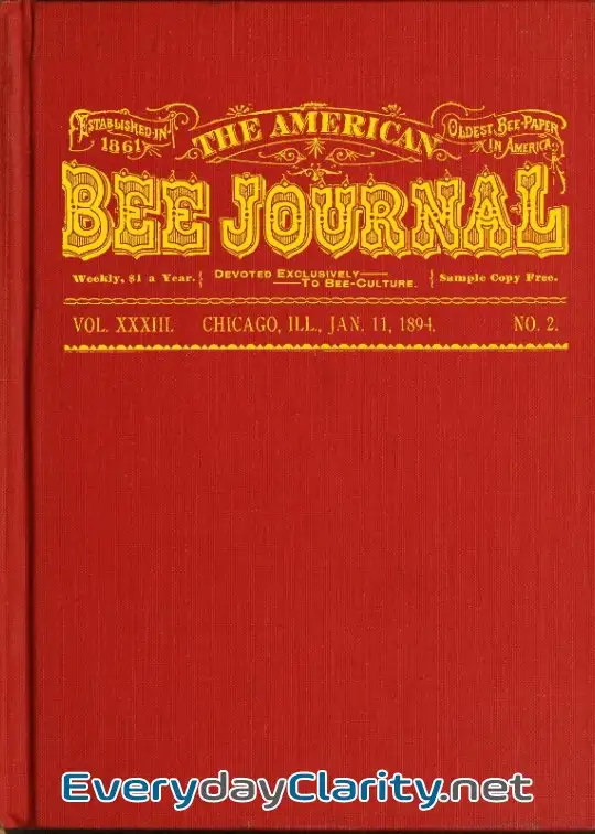 Book cover: The American Bee Journal, Volume Xxxiii, No. 2, January 11, 1894