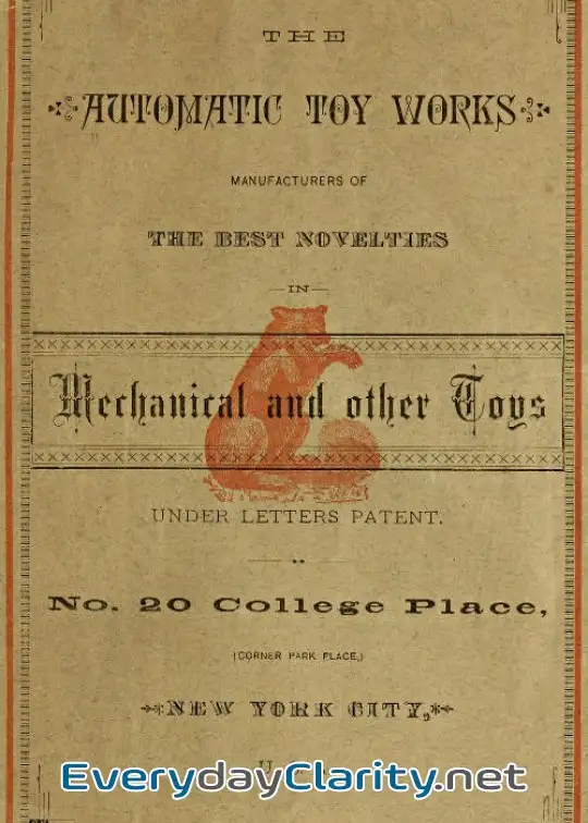 Book cover: The Automatic Toy Works . Manufacturers Of The Best Novelties In Mechanical And Other Toys