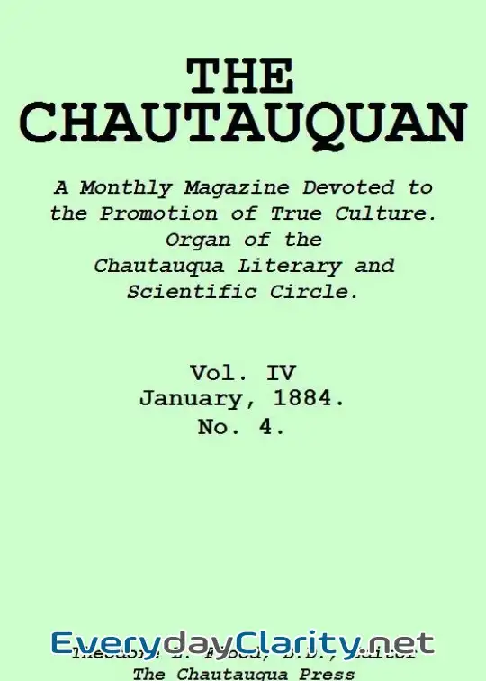 Book cover: The Chautauquan, Vol. 04, January 1884 . A Monthly Magazine Devoted To The Promotion Of Tr