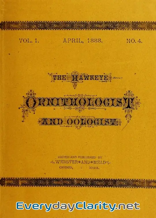 Book cover image The Hawkeye Ornithologist And Oologist. Vol. 1. No. 4 April 1888