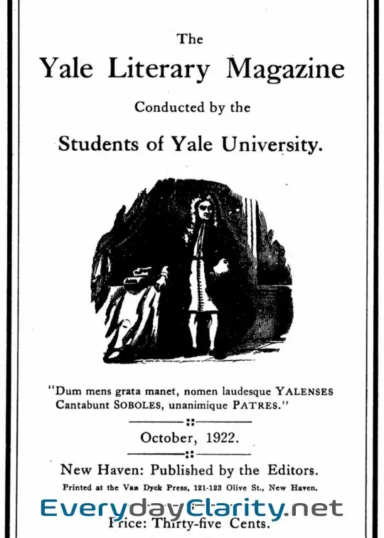 Book cover image The Yale Literary Magazine (Vol. Lxxxviii, No. 1, October 1922)