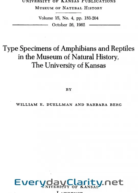 Book cover: Type Specimens Of Amphibians And Reptiles In The Museum Of Natural History, The University