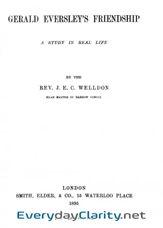 Book cover image Gerald Eversley’s Friendship. A Study In Real Life