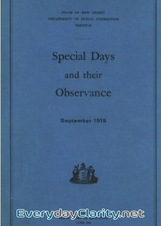 Book cover image Special Days And Their Observance . September 1919