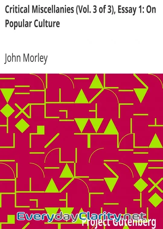 Book cover: Critical Miscellanies (Vol. 3 Of 3), Essay 1. On Popular Culture