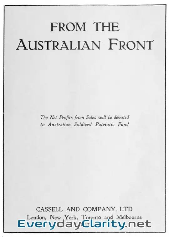Book cover: From The Australian Front