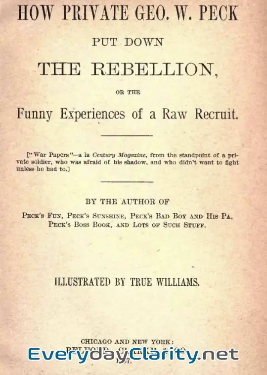 Book cover image How Private George W. Peck Put Down The Rebellion . Or, The Funny Experiences Of A Raw Rec