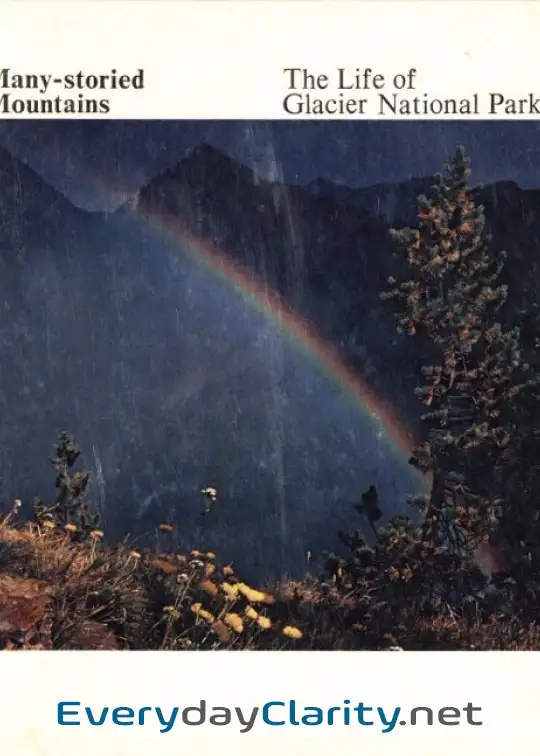 Book cover: Many-Storied Mountains. The Life Of Glacier National Park