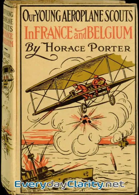 Book cover: Our Young Aeroplane Scouts In France And Belgium . Or, Saving The Fortunes Of The Trouvill