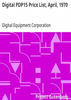 Digital Pdp15 Price List, April, 1970