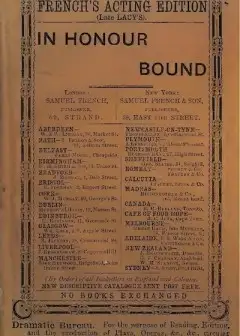Ảnh In Honour Bound. An Original Play, In One Act. . (Suggested By Scribe’s Five Act Comedy,