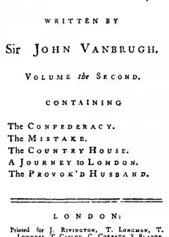 Plays, Written By Sir John Vanbrugh, Volume The Second