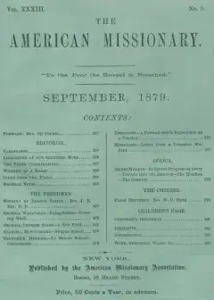 The American Missionary — Volume 33, No. 09, September, 1879