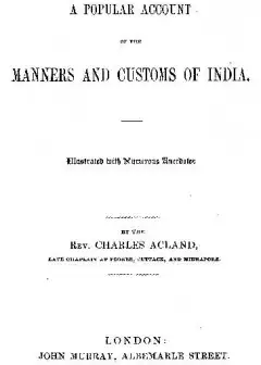 A Popular Account Of The Manners And Customs Of India
