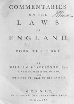 Commentaries On The Laws Of England, Book The First