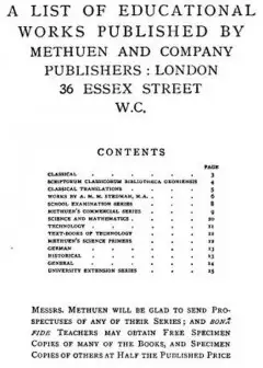 A List Of Educational Works Published By Methuen & Company - June 1900