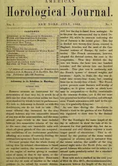 American Horological Journal, Vol. I, No. 1, July 1869. Devoted To Pratical Horology